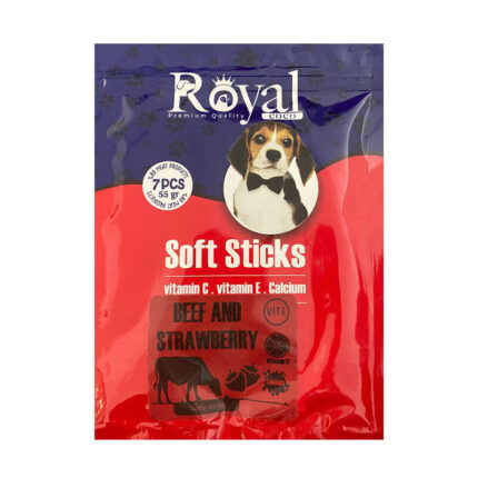 اسنک تشویقی مدادی نرم مخصوص سگ رویال کوکو با طعم گوشت گاو و توت فرنگی بسته 7 عددی