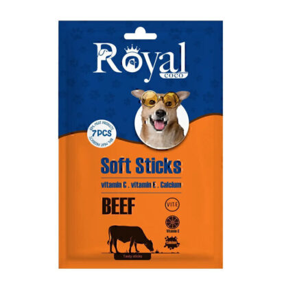 اسنک تشویقی مدادی نرم سگ رویال کوکو با طعم گوشت گاو بسته 7 عددی
