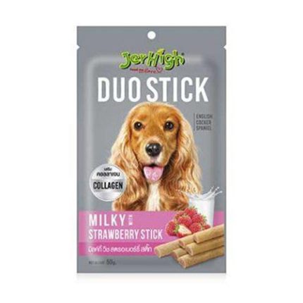 تشویقی مغزدار سگ جرهای با طعم شیر و توت فرنگی